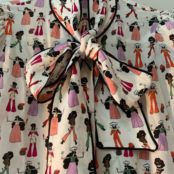 Alice + Olivia 20 year anniversary silk bow blouse - Picture 2 of 7